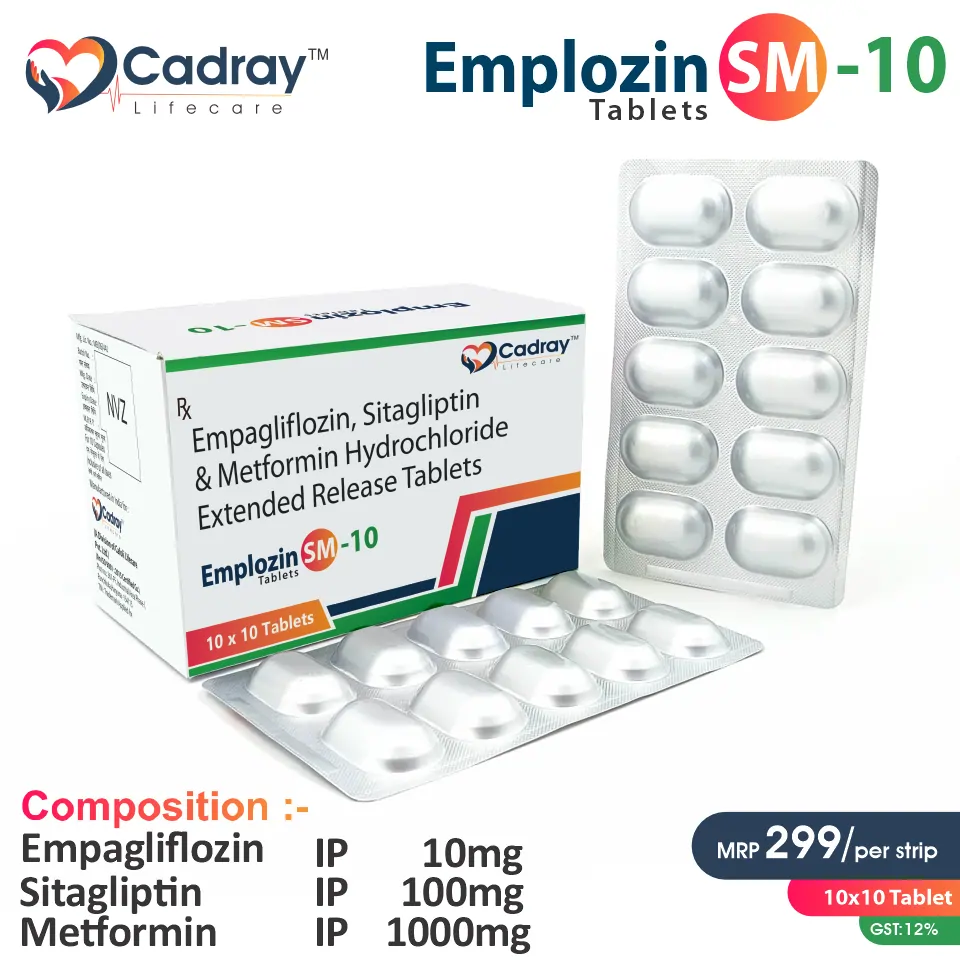 Empagliflozin 10mg + Sitagliptin 100mg + Metformin 1000mg (extended release) at the best price in PCD Pharma Franchise